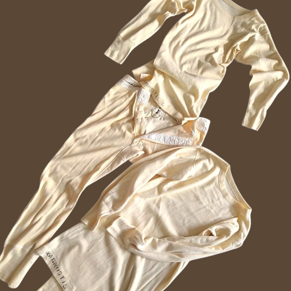Vintage 1950s U.S. Army Thermal Underwear Set‎ – 2 Tops + 1 Bottom, Lace-Up...